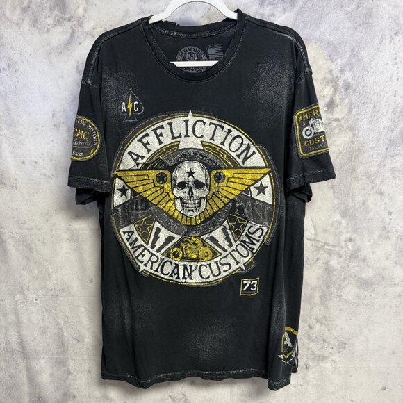 Affliction Grunge Y2K T Shirt Mens 2XL 23.5x30.5 American Customs - Picture 1 of 8